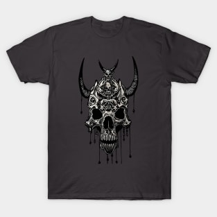 Tribal Tattoo Bulls Skull T-Shirt